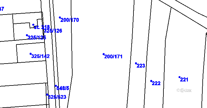 Parcela st. 200/171 v KÚ Nehvizdy, Katastrální mapa