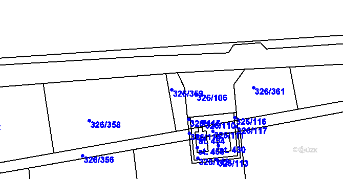 Parcela st. 326/359 v KÚ Nehvizdy, Katastrální mapa