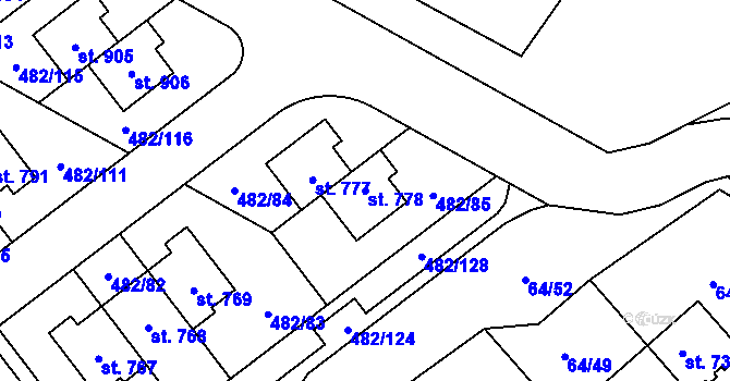 Parcela st. 778 v KÚ Nehvizdy, Katastrální mapa
