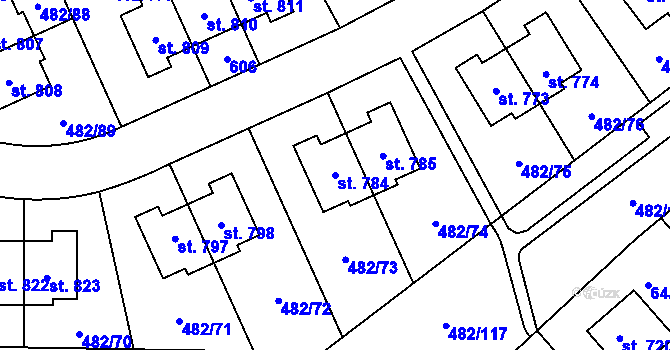 Parcela st. 784 v KÚ Nehvizdy, Katastrální mapa
