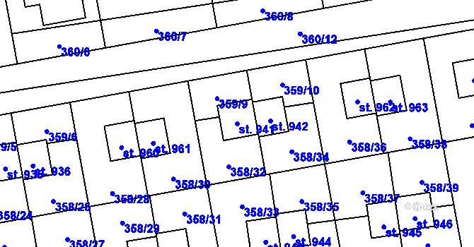 Parcela st. 941 v KÚ Nehvizdy, Katastrální mapa