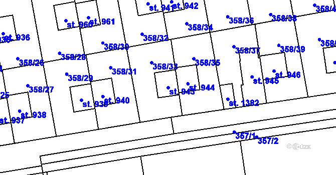 Parcela st. 943 v KÚ Nehvizdy, Katastrální mapa