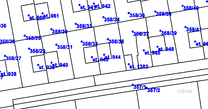 Parcela st. 944 v KÚ Nehvizdy, Katastrální mapa