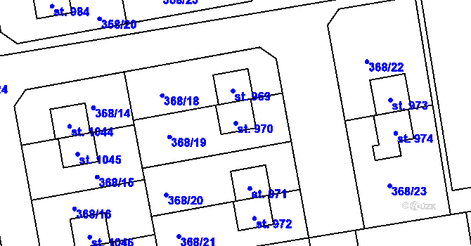 Parcela st. 970 v KÚ Nehvizdy, Katastrální mapa