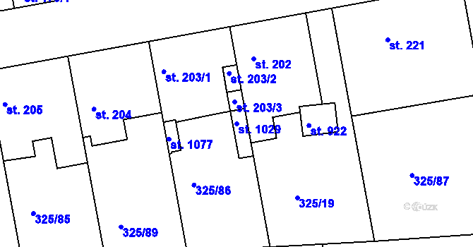 Parcela st. 1029 v KÚ Nehvizdy, Katastrální mapa