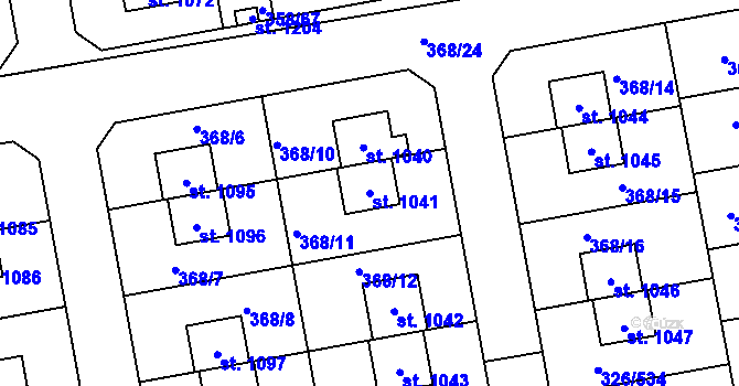 Parcela st. 1041 v KÚ Nehvizdy, Katastrální mapa