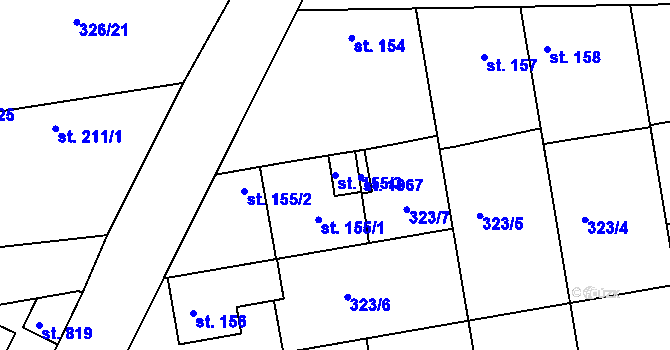 Parcela st. 155/3 v KÚ Nehvizdy, Katastrální mapa