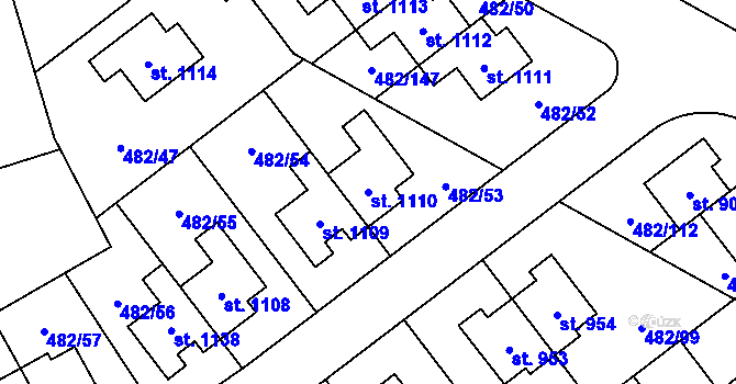 Parcela st. 1110 v KÚ Nehvizdy, Katastrální mapa
