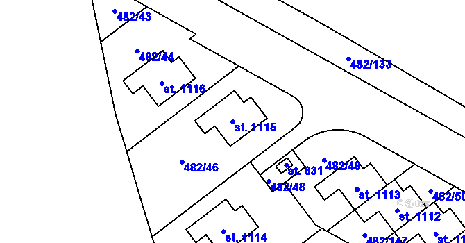 Parcela st. 1115 v KÚ Nehvizdy, Katastrální mapa