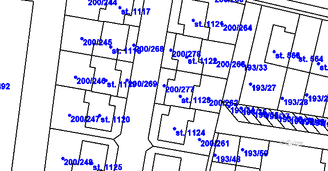Parcela st. 200/277 v KÚ Nehvizdy, Katastrální mapa