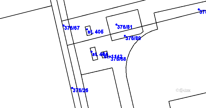 Parcela st. 1142 v KÚ Nehvizdy, Katastrální mapa