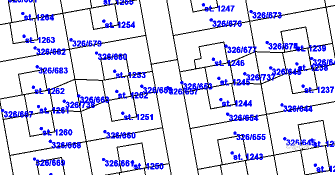 Parcela st. 326/657 v KÚ Nehvizdy, Katastrální mapa
