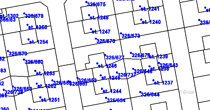 Parcela st. 326/677 v KÚ Nehvizdy, Katastrální mapa