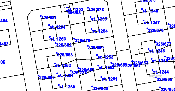 Parcela st. 326/680 v KÚ Nehvizdy, Katastrální mapa