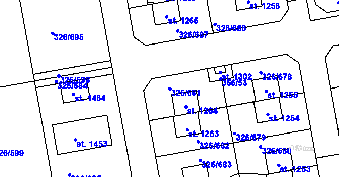 Parcela st. 326/681 v KÚ Nehvizdy, Katastrální mapa