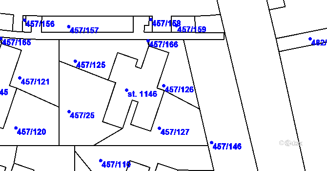Parcela st. 457/126 v KÚ Nehvizdy, Katastrální mapa