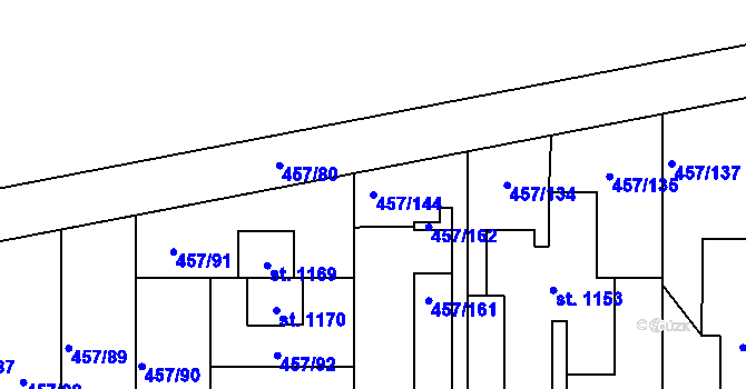Parcela st. 457/144 v KÚ Nehvizdy, Katastrální mapa