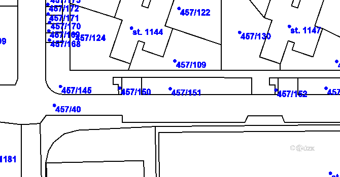 Parcela st. 457/151 v KÚ Nehvizdy, Katastrální mapa