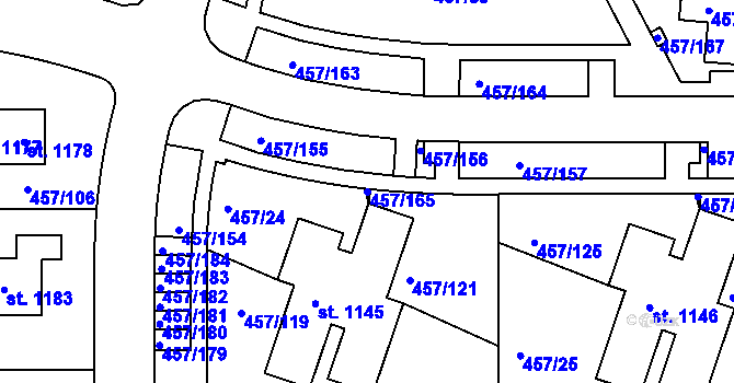 Parcela st. 457/165 v KÚ Nehvizdy, Katastrální mapa
