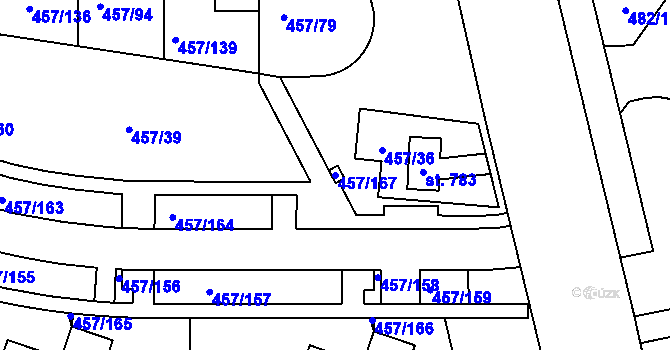 Parcela st. 457/167 v KÚ Nehvizdy, Katastrální mapa