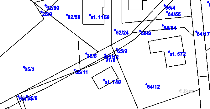 Parcela st. 65/12 v KÚ Nehvizdy, Katastrální mapa