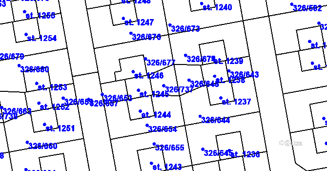 Parcela st. 326/737 v KÚ Nehvizdy, Katastrální mapa