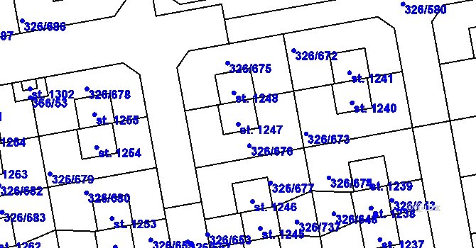 Parcela st. 1247 v KÚ Nehvizdy, Katastrální mapa