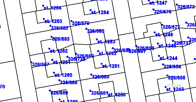 Parcela st. 1252 v KÚ Nehvizdy, Katastrální mapa