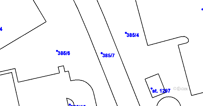 Parcela st. 385/7 v KÚ Nehvizdy, Katastrální mapa