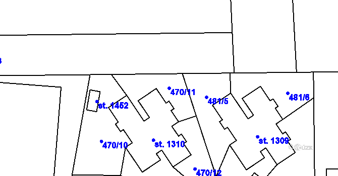 Parcela st. 470/11 v KÚ Nehvizdy, Katastrální mapa