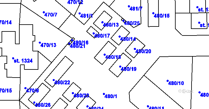 Parcela st. 480/18 v KÚ Nehvizdy, Katastrální mapa