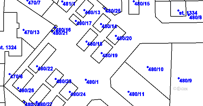 Parcela st. 480/19 v KÚ Nehvizdy, Katastrální mapa