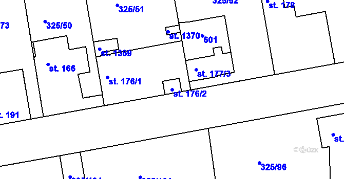 Parcela st. 176/2 v KÚ Nehvizdy, Katastrální mapa