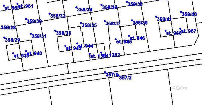 Parcela st. 1382 v KÚ Nehvizdy, Katastrální mapa
