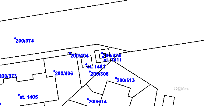Parcela st. 200/424 v KÚ Nehvizdy, Katastrální mapa