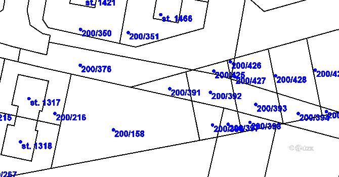 Parcela st. 200/391 v KÚ Nehvizdy, Katastrální mapa