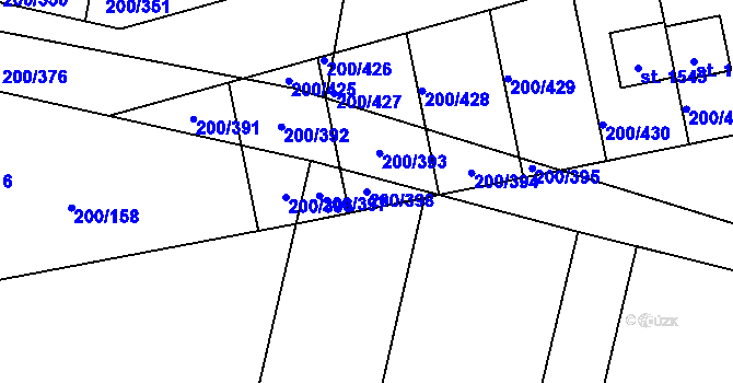 Parcela st. 200/398 v KÚ Nehvizdy, Katastrální mapa