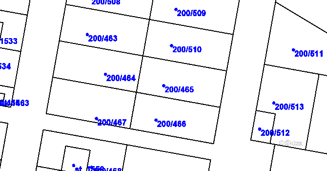 Parcela st. 200/465 v KÚ Nehvizdy, Katastrální mapa