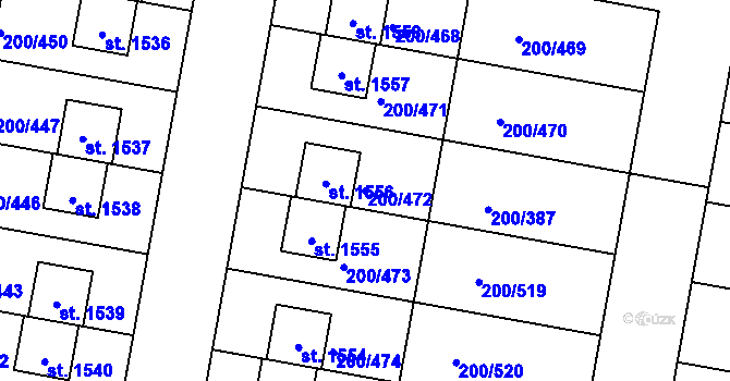 Parcela st. 200/472 v KÚ Nehvizdy, Katastrální mapa