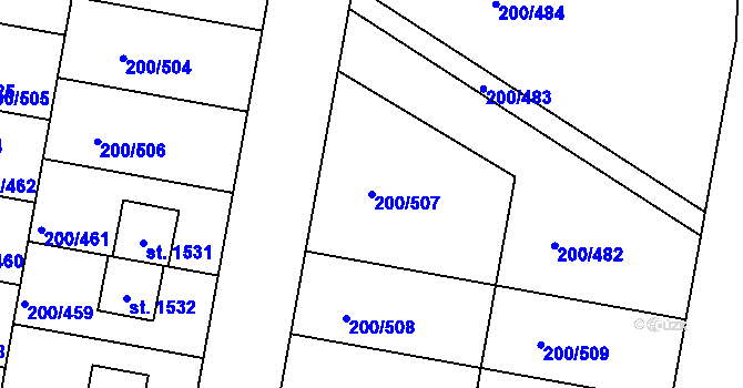 Parcela st. 200/507 v KÚ Nehvizdy, Katastrální mapa