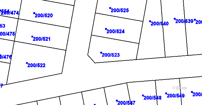 Parcela st. 200/523 v KÚ Nehvizdy, Katastrální mapa