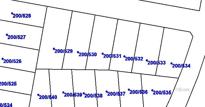 Parcela st. 200/531 v KÚ Nehvizdy, Katastrální mapa