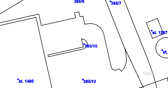 Parcela st. 385/15 v KÚ Nehvizdy, Katastrální mapa