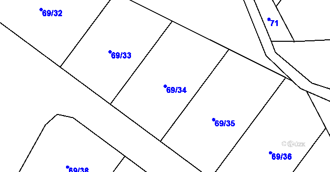 Parcela st. 69/34 v KÚ Nehvizdy, Katastrální mapa