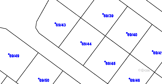 Parcela st. 69/44 v KÚ Nehvizdy, Katastrální mapa