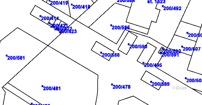 Parcela st. 200/588 v KÚ Nehvizdy, Katastrální mapa