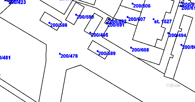 Parcela st. 200/589 v KÚ Nehvizdy, Katastrální mapa