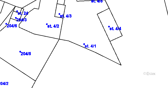 Parcela st. 4/1 v KÚ Homole u Nechalova, Katastrální mapa