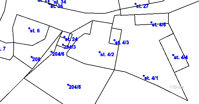 Parcela st. 4/2 v KÚ Homole u Nechalova, Katastrální mapa