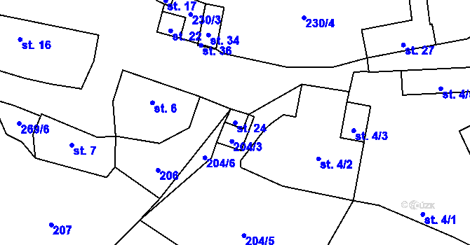 Parcela st. 24 v KÚ Homole u Nechalova, Katastrální mapa
